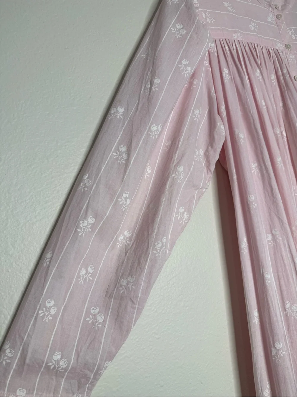 Eileen West Queen Anne’s Lace Pink Floral Cotton Nightgown CottageCore S/M - Picture 5 of 10